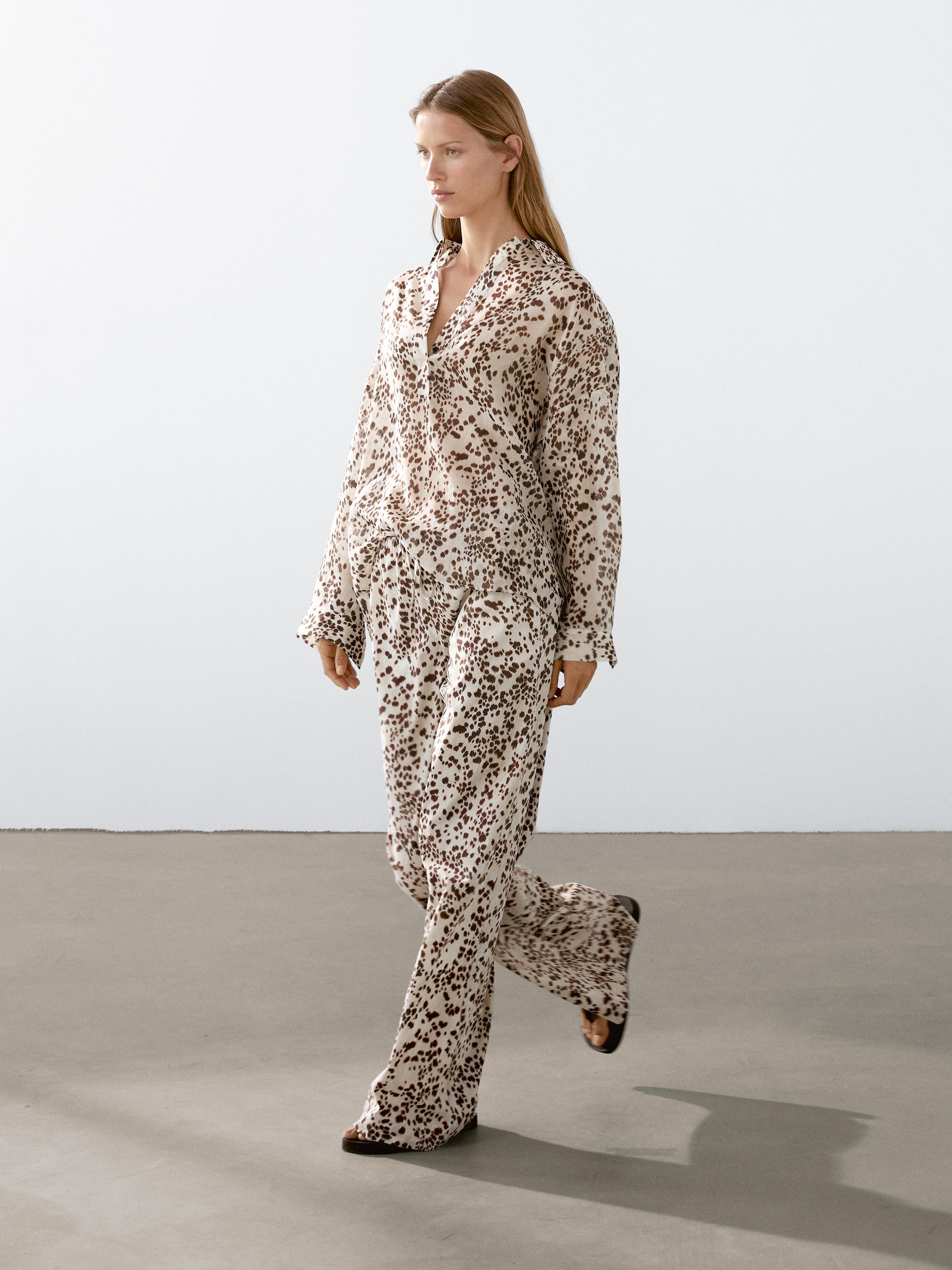 Pantalon droit imprimé animal